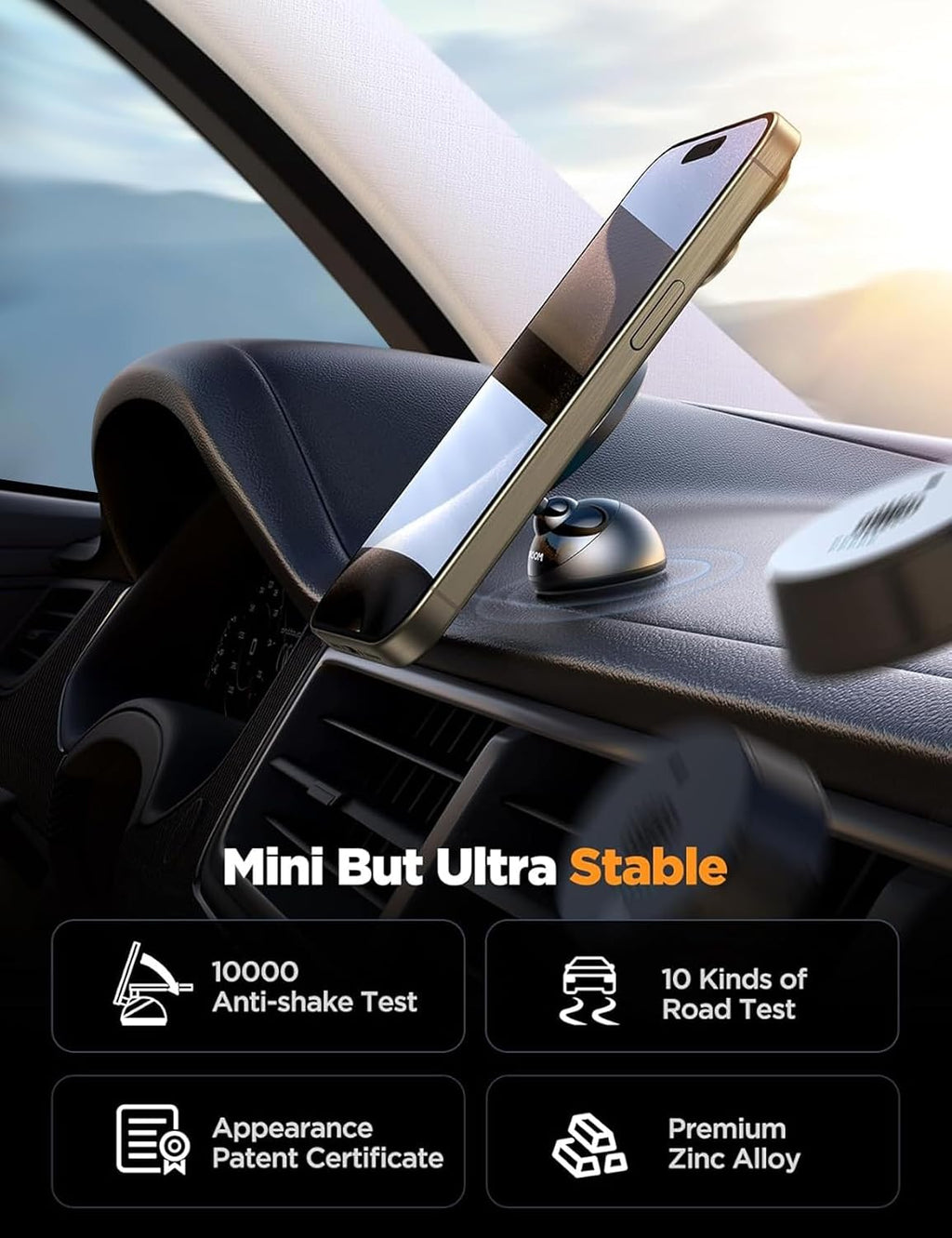 for Magsafe Car Mount, [Stronger Magnet] Magnetic Phone Holder for Car, All-Metal Magnet Iphone Car Holder for Dash, Fit for Iphone 15 14 13