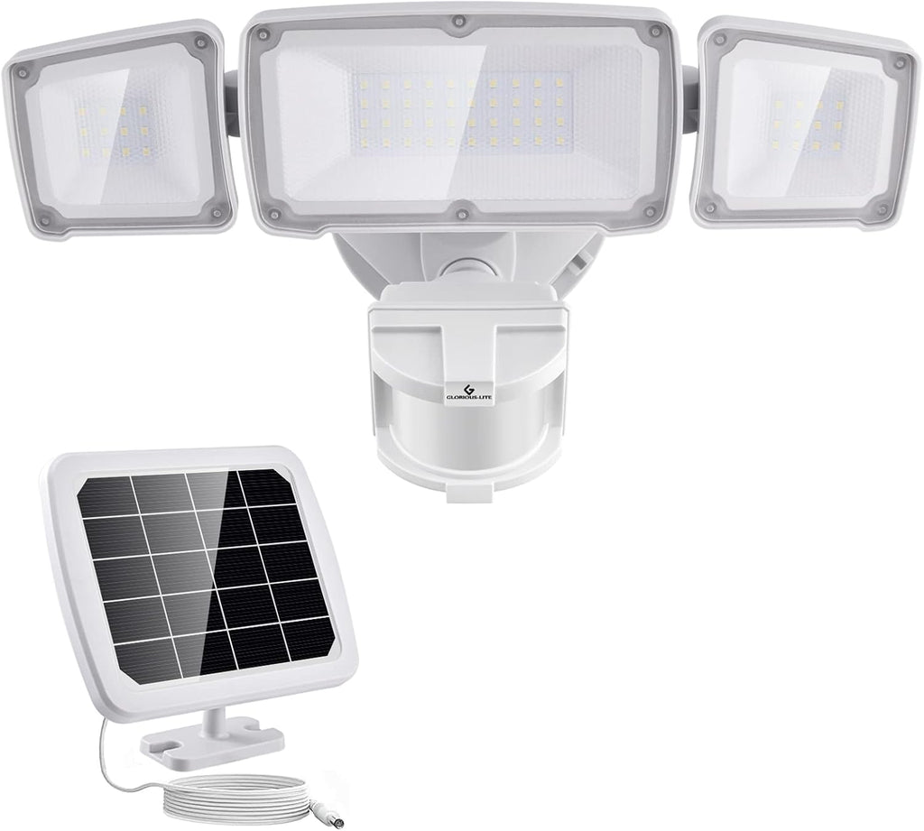 Solar Security Lights 2400Mah LED Motion Sensor Light Outdoor, Rechargable 1600Lm Solar Flood Light, 5500-6000K, IP 65 Waterproof for Garage, Yard, Porch, Entryways - White | Rechargable 1600LM Solar Flood Light, 5500-6000K, Easy Installation, IP65 Waterproof for Garage, Yard, Porch, Entryways-White