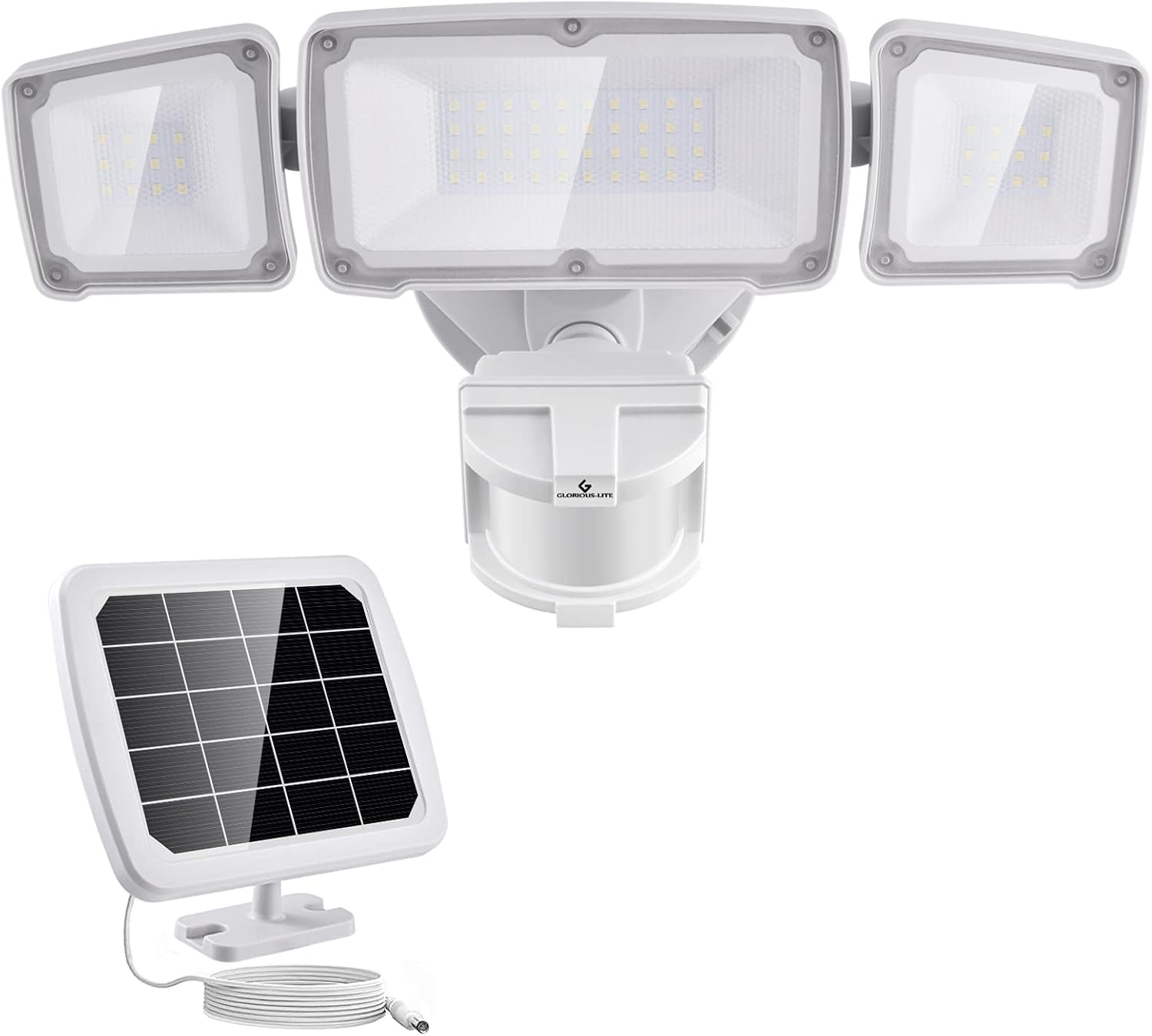 Solar Security Lights 2400Mah LED Motion Sensor Light Outdoor, Rechargable 1600Lm Solar Flood Light, 5500-6000K, IP 65 Waterproof for Garage, Yard, Porch, Entryways - White | Rechargable 1600LM Solar Flood Light, 5500-6000K, Easy Installation, IP65 Waterproof for Garage, Yard, Porch, Entryways-White