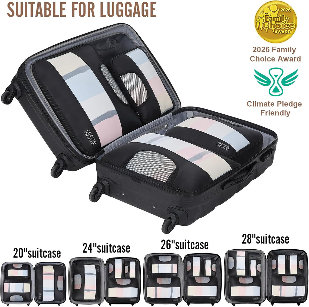 4 Set Packing Cubes for Travel Essentials,Anti-Wrinkle Buckled Suitcase Organizer for Shoe & Toiletry Bag,Carry on Luggage Bag for Airplane & College Dorm Room Accessories,Women Men Gifts