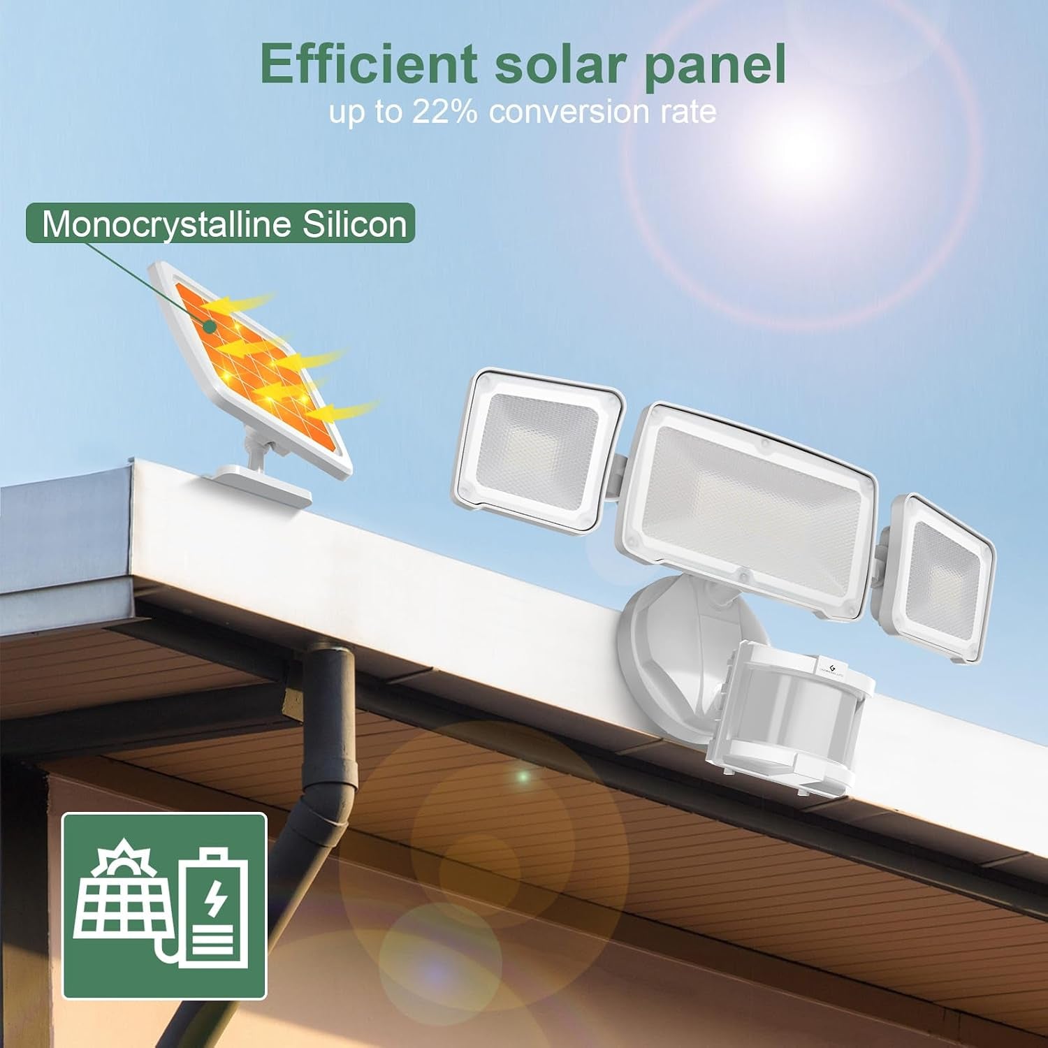 Solar Security Lights 2400Mah LED Motion Sensor Light Outdoor, Rechargable 1600Lm Solar Flood Light, 5500-6000K, IP 65 Waterproof for Garage, Yard, Porch, Entryways - White | Rechargable 1600LM Solar Flood Light, 5500-6000K, Easy Installation, IP65 Waterproof for Garage, Yard, Porch, Entryways-White