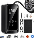 Tire Inflator Portable Air Compressor, Dual Power 12V Dc/Rechargeable | Digital Display Gauge Car Tire Air Pump, Battery Operated, LED Work Light, for Car Tires, SUV, Motorcycles, Bicycles, Balls