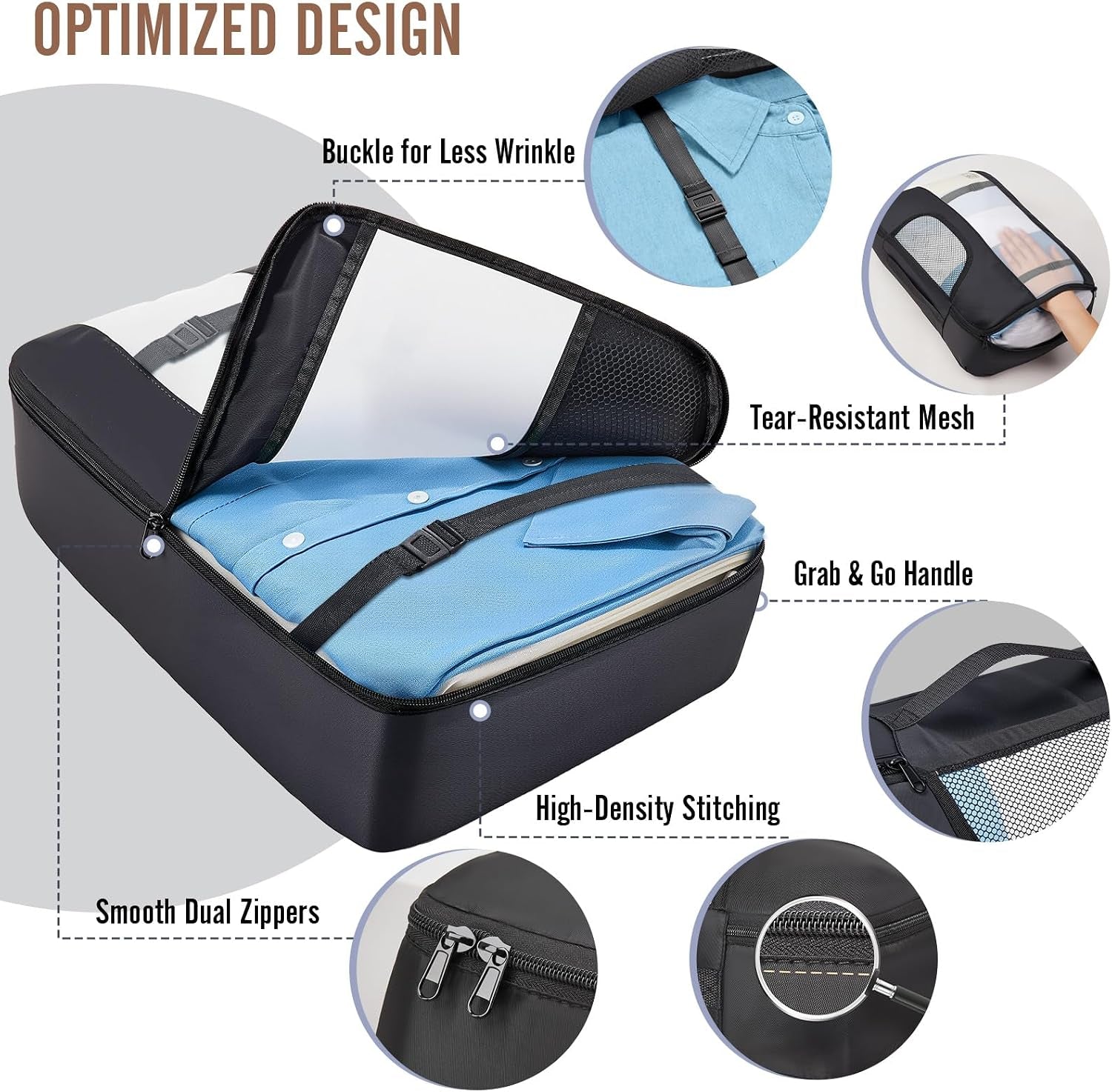 4 Set Packing Cubes for Travel Essentials,Anti-Wrinkle Buckled Suitcase Organizer for Shoe & Toiletry Bag,Carry on Luggage Bag for Airplane & College Dorm Room Accessories,Women Men Gifts