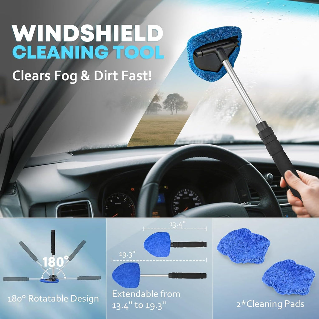 Car Cleaning Kit, Car Interior Detailing Kit with 10000Pa Car Vacuum Cleaner, Wheel Brush, Windshield Cleaner Tool, Microfiber Towel, Wash Mitt, Interior and Exterior Car Wash Kit with Bag
